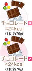 チョコレート 424kcal(1枚 約76g)