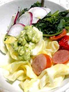 蒸し野菜のアボカドディップのせ