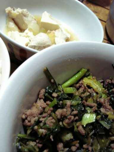 冬菜とひき肉の炒め物